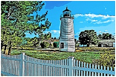Newburyport Harbor Light in Massachusetts - Digital Painting